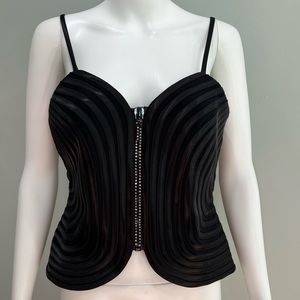 NWT JOSEPH RIBKOFF Top 8 Black Rhinestone Formal Spaghetti Strap Blouse